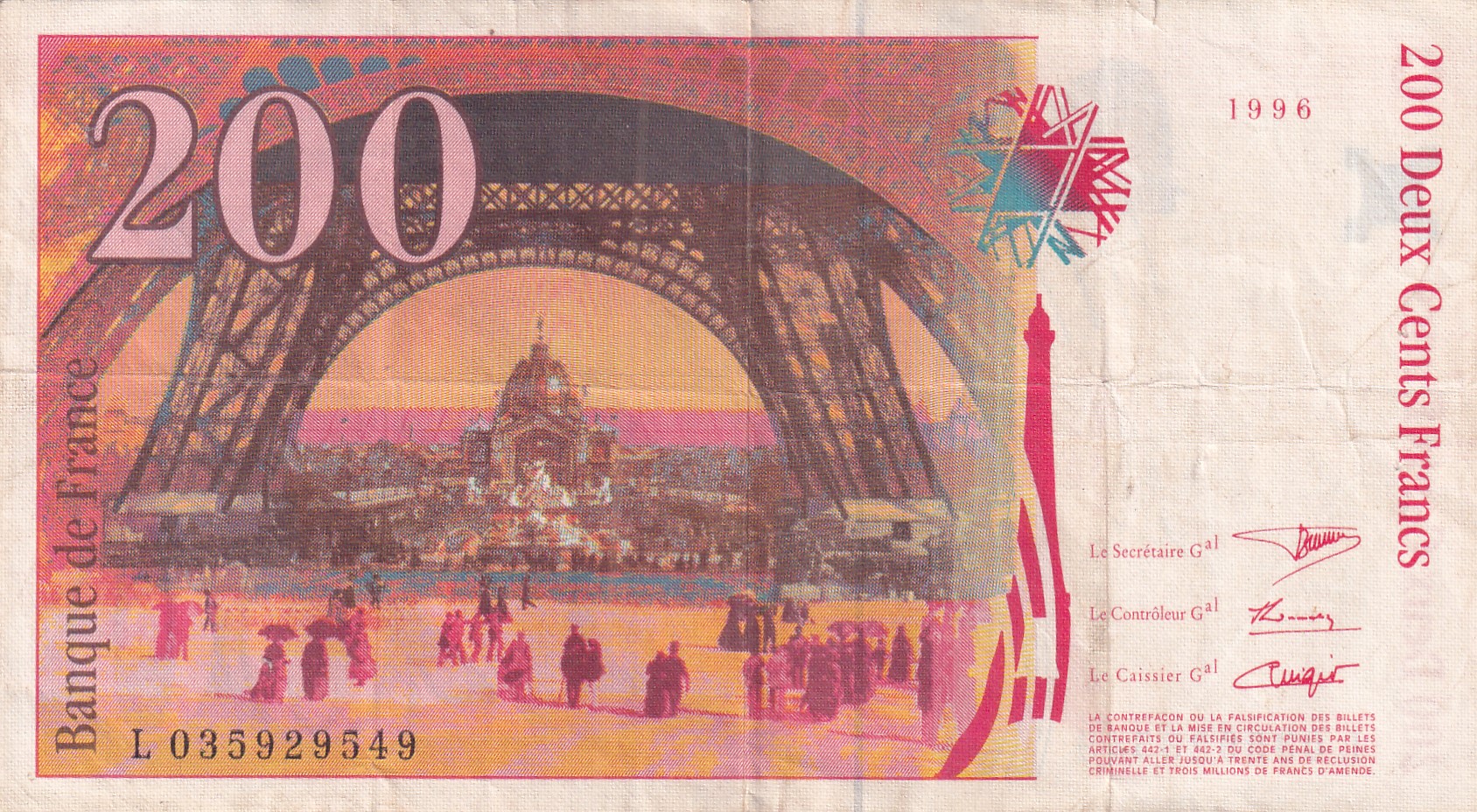 France 200 Francs Gustave Eiffel Rare Note