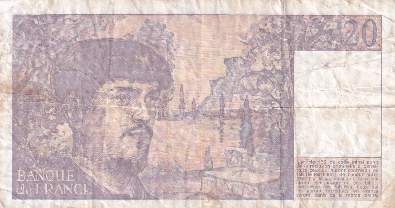 France 20 Francs - Debussy type 1980 Rare Note