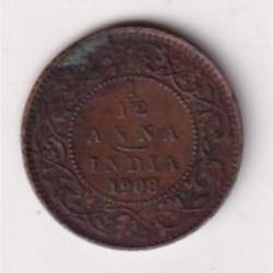 British India 1/12 Anna (1908) Edward VII Rare Coin #D-111
