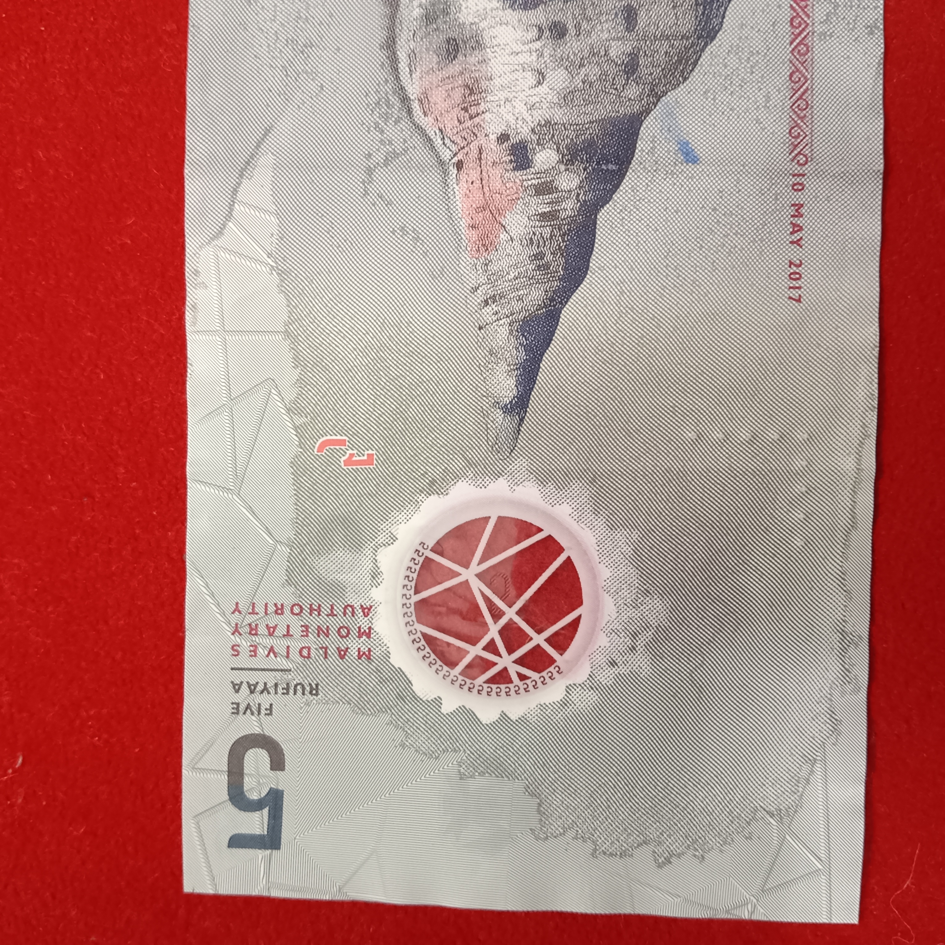 Five Rufiyaa Polymer Note Maldives Monetary Authority