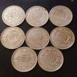 Silver British India 🇮🇳 Different Years Collection King👑👑👑👑 George V Full Silver 8 Different Years 1₹SET Weight 11.6GM Each 1912/13/14/16/17/18/19/20 Original Gauarantee Excellent Conditions Same and similar set are available