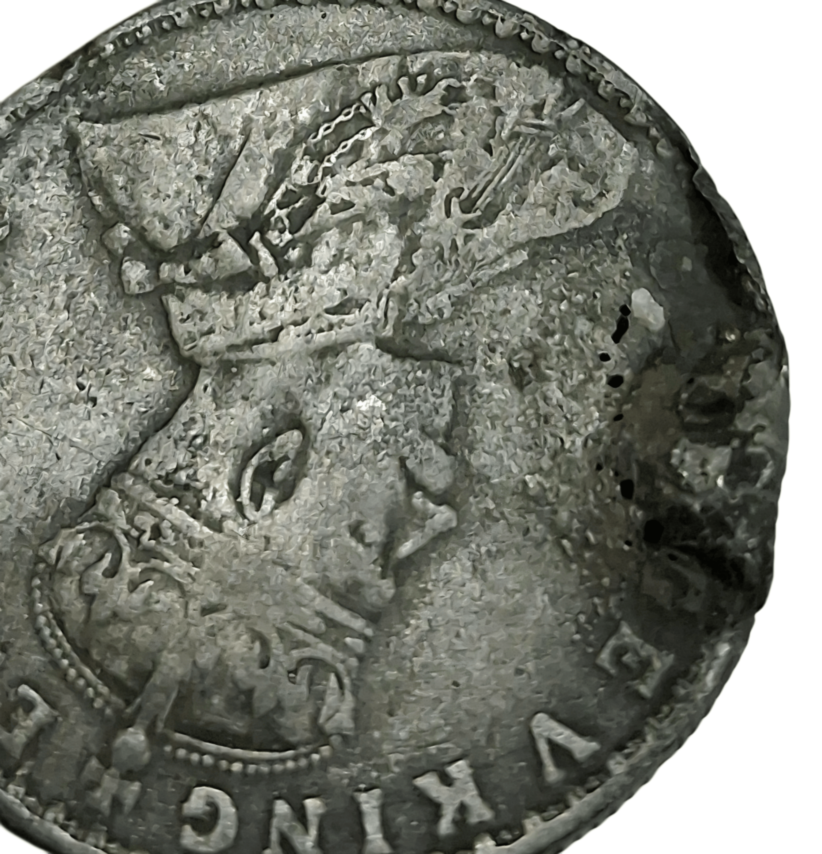 British India Silver One Rupee Year 1918 King George-V in Damage Poor Condition.