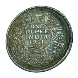 British India Silver One Rupee Year 1911 King George-V **V. Rare** High Collectable Grade.