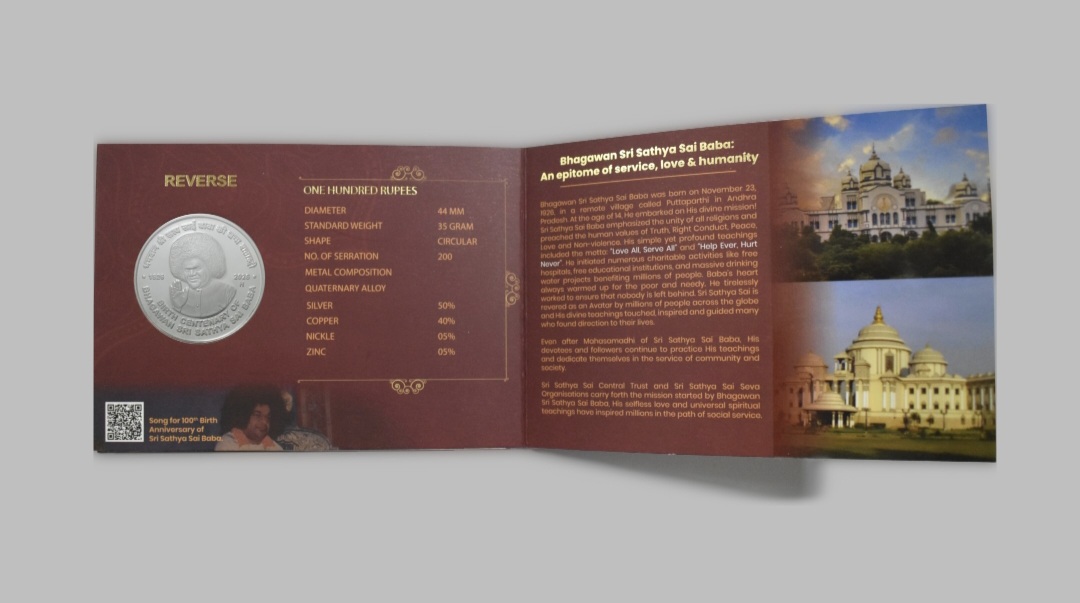 Birth Centenary of Bhagwan Sri Sathya SAI BABA -2026 Coin Hyderabad Mint, Proof Set