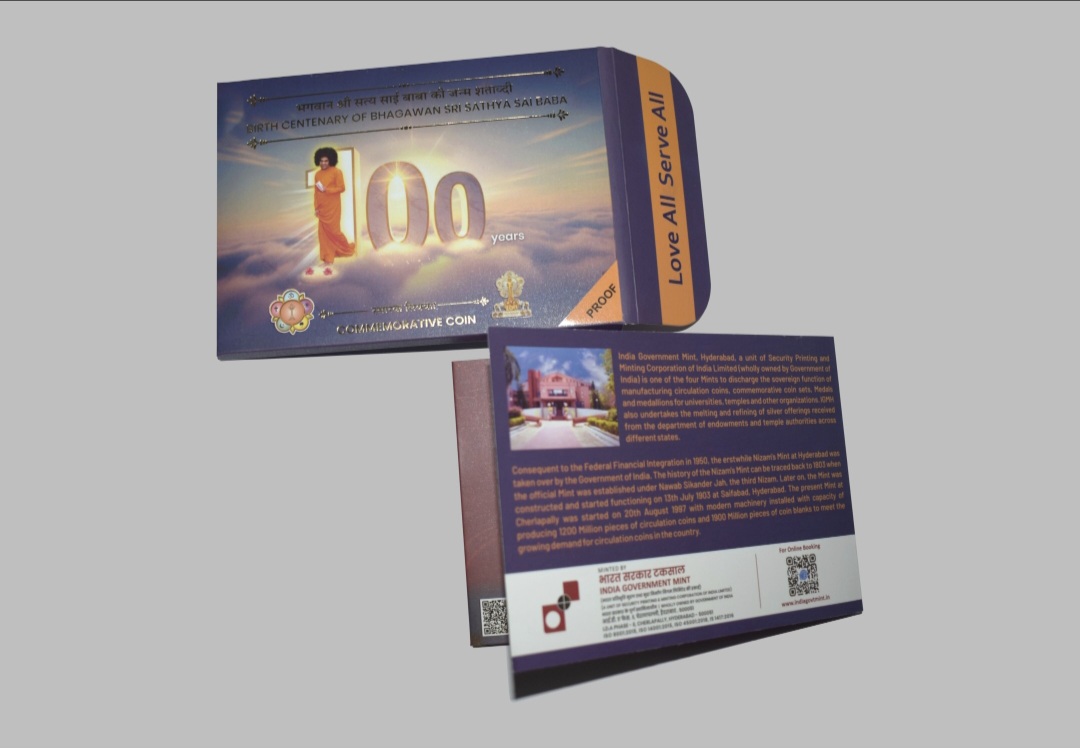 Birth Centenary of Bhagwan Sri Sathya SAI BABA -2026 Coin Hyderabad Mint, Proof Set