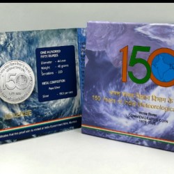 150 Years of India Metrological Department 1875 - 2025 Rare (40GRAM Silver) Coin Mumbai Mint ((UNC Set))