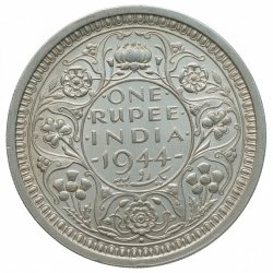 India - British 1 Rupee 1944 - George VI Rare Silver Coin