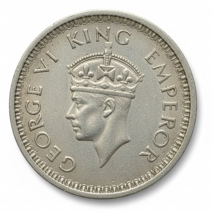 India - British 1 Rupee 1944 - George VI Rare Silver Coin