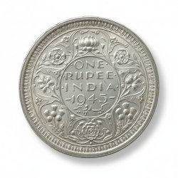 India - British 1 Rupee 1945 - George VI Rare Silver Coin