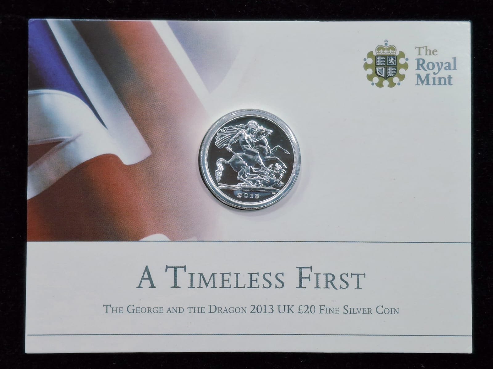 United Kingdom 20 Pounds 2013 - Elizabeth II St George and Dragon Commemorative issue Royal Mint Issue Rare Silver (Weight 15.71 g)