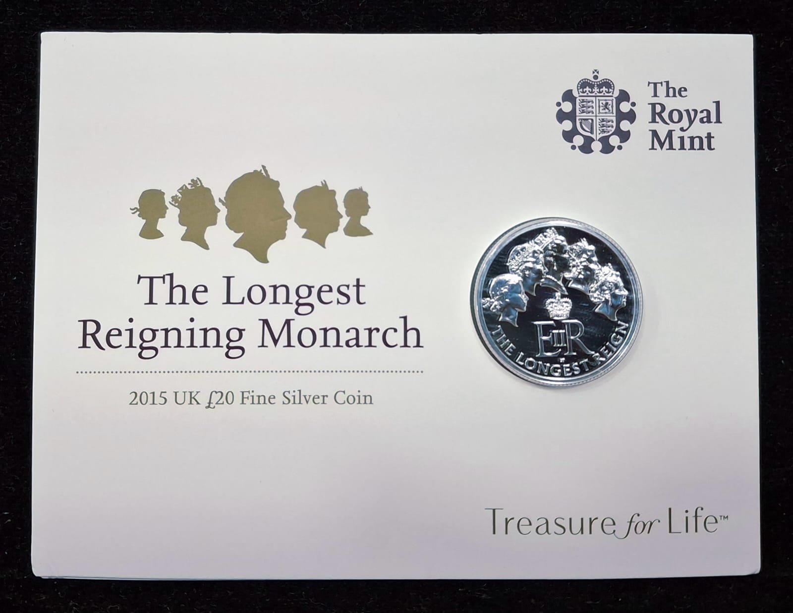 United Kingdom 20 Pounds 2015 - Elizabeth I Longest Reign Commemorative issue Royal Mint Issue Rare Silver (Weight 15.71 g)