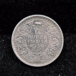 India - British  ¼ Rupee 1939 - George VI Rare Silver Coin #V-67