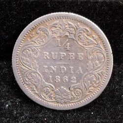 India - British ¼ Rupee 1862 - Victoria Rare Silver Coin #V-92