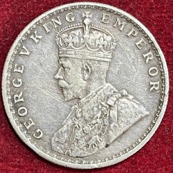 BRITISH INDIA 1 RUPEES 1918 -GEORGR V RARE COIN #V-301 (Copy)