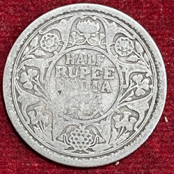 BRITISH INDIA 1/2 RUPEES -GEORGE V 1912 RARE COIN #V-317