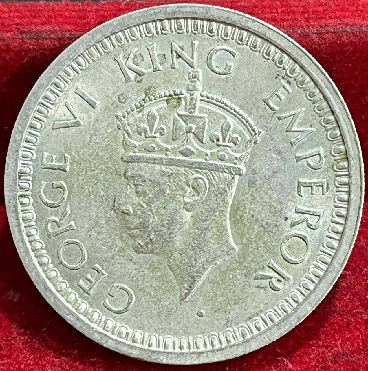 BRITISH INDIA 1 RUPEES GEORGE VI 1944 RARE SILVER COIN #V-343