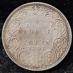 1893 Rare Dates 1/2 Ruppes Silver Coin British India Victoria Coin # I-145