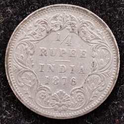 1876 Victoria ¼ Rupees Rare Silver Coin #9797