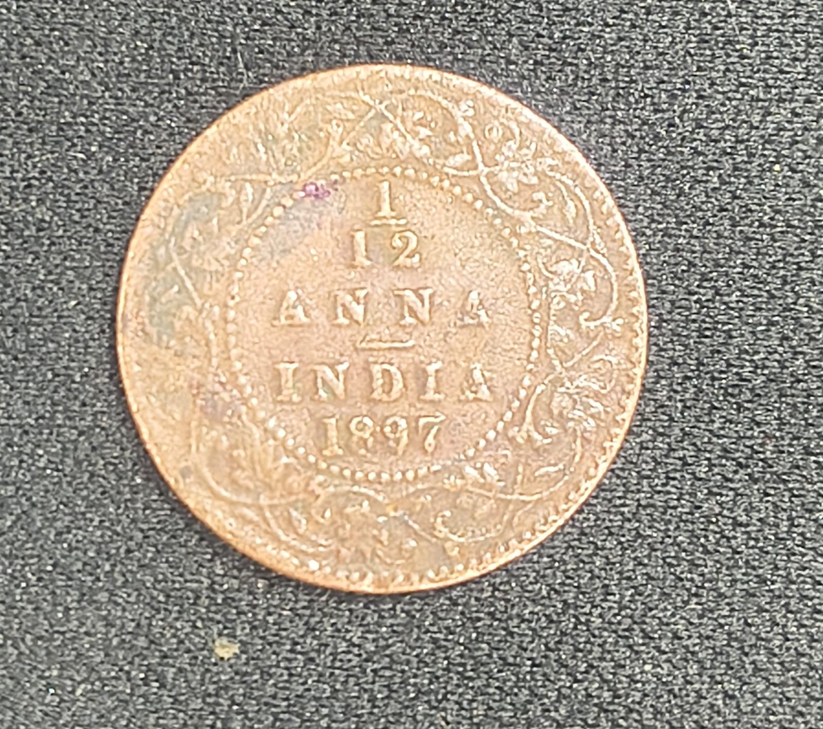 British India 1/12 Anna 1897 Victoria Rare Coin #I-261
