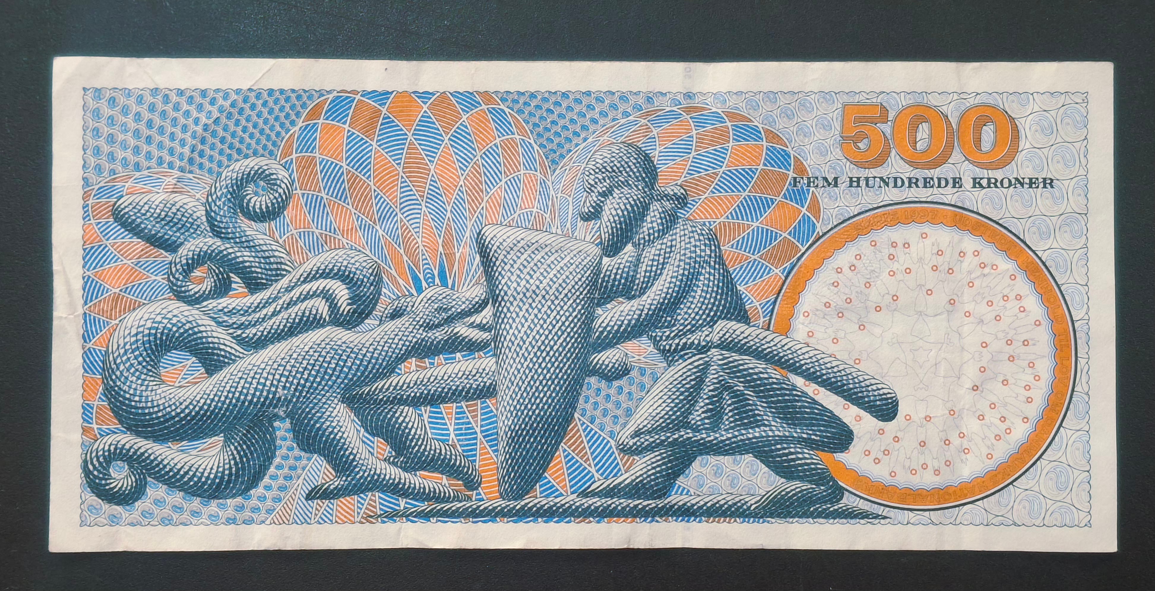 Denmark 500 Kroner Famous Men and Women Rare World Note #B2