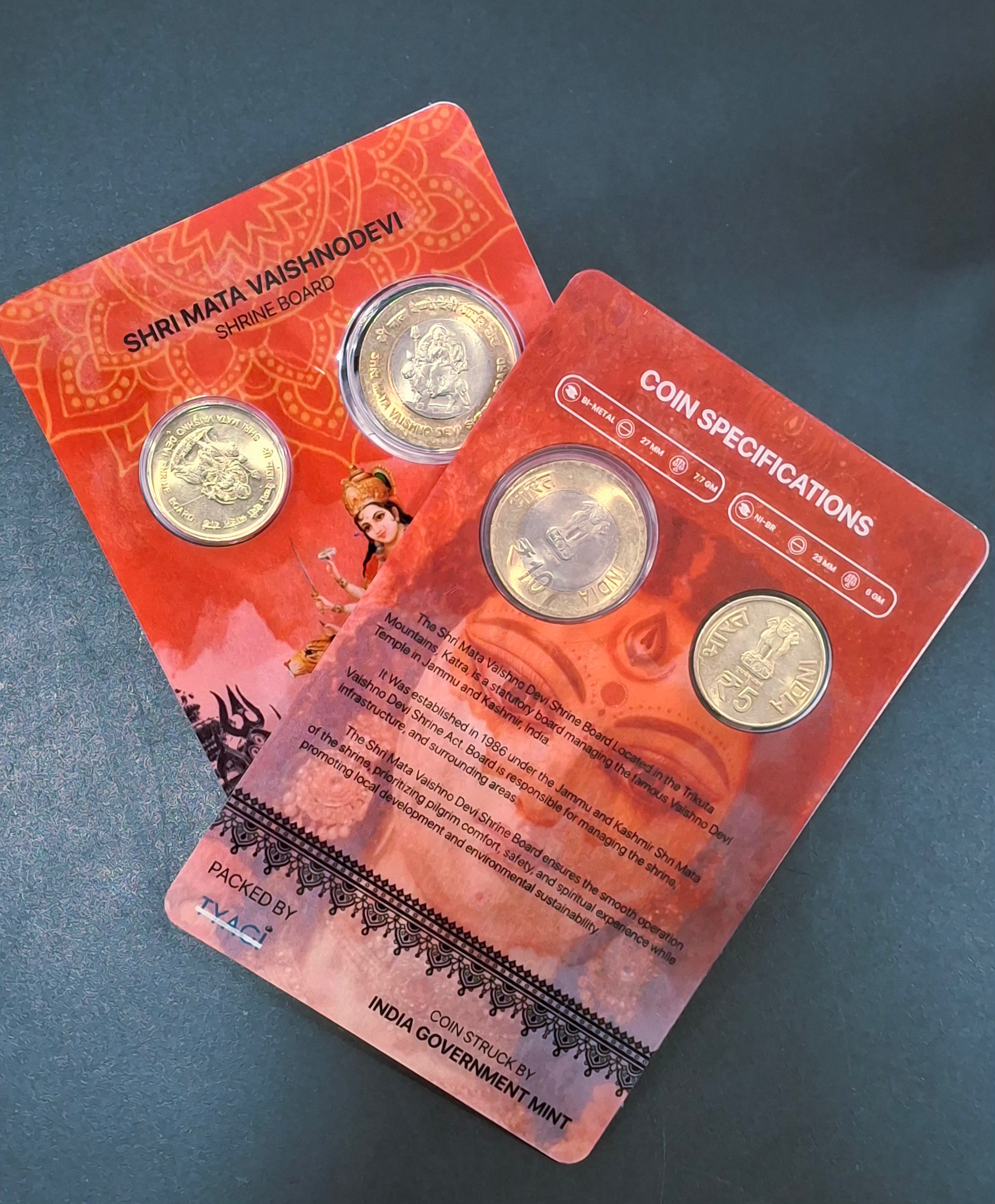 Shri MATA Vaishodevi Shrine Board ( 2 Coin Set ) UNC Coin CARD Rare Special Edition
