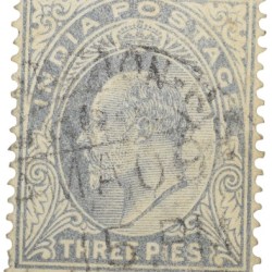 Postal Stamp of Edward VII 3 Pies Grey Colour - Used Condition as per image.
