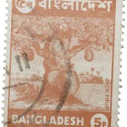 Postal Stamp of Bangladesh 5 Paise Brown Jack Fruit Tree Used Condition as per Image.
