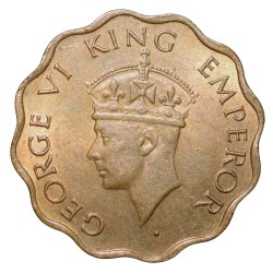 Nickel-Brass 1 Anna of George VI (AD 1943) of Bombay Mint UNC Grade