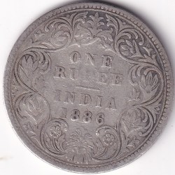 1886 One Rupee Victoria Empress Silver Coin British India Rare