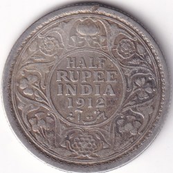 1912 Half Rupee Silver George V King British India Rare Coin