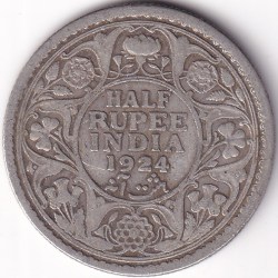 1924 Half Rupee Silver George V King British India Rare Coin