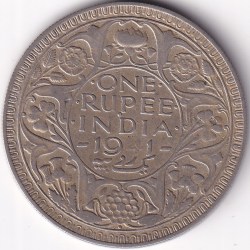 1941 One rupee King George VI Silver 50% Rare Coin