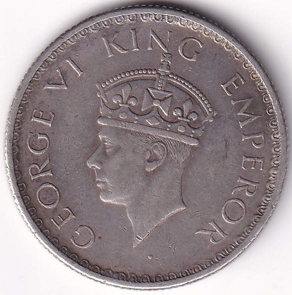 1939 Mature Head George VI Half Rupee Edge Damage Silver Rare Coin