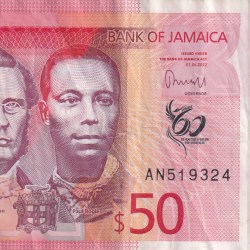Jamaica 50 Dollars Rare Polymer Bank Note #B-2