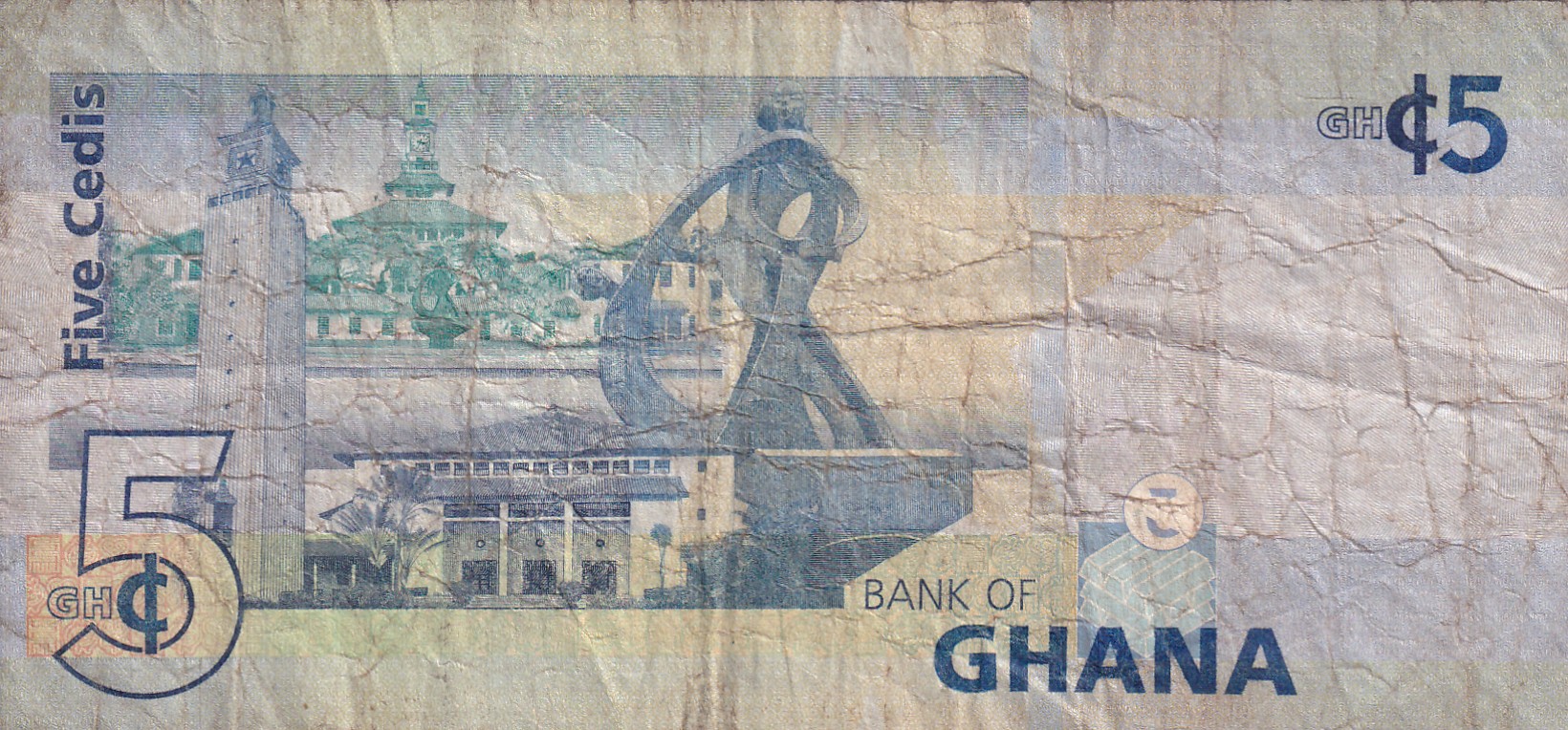 Ghana 5 Cedis Bank Note#B-2