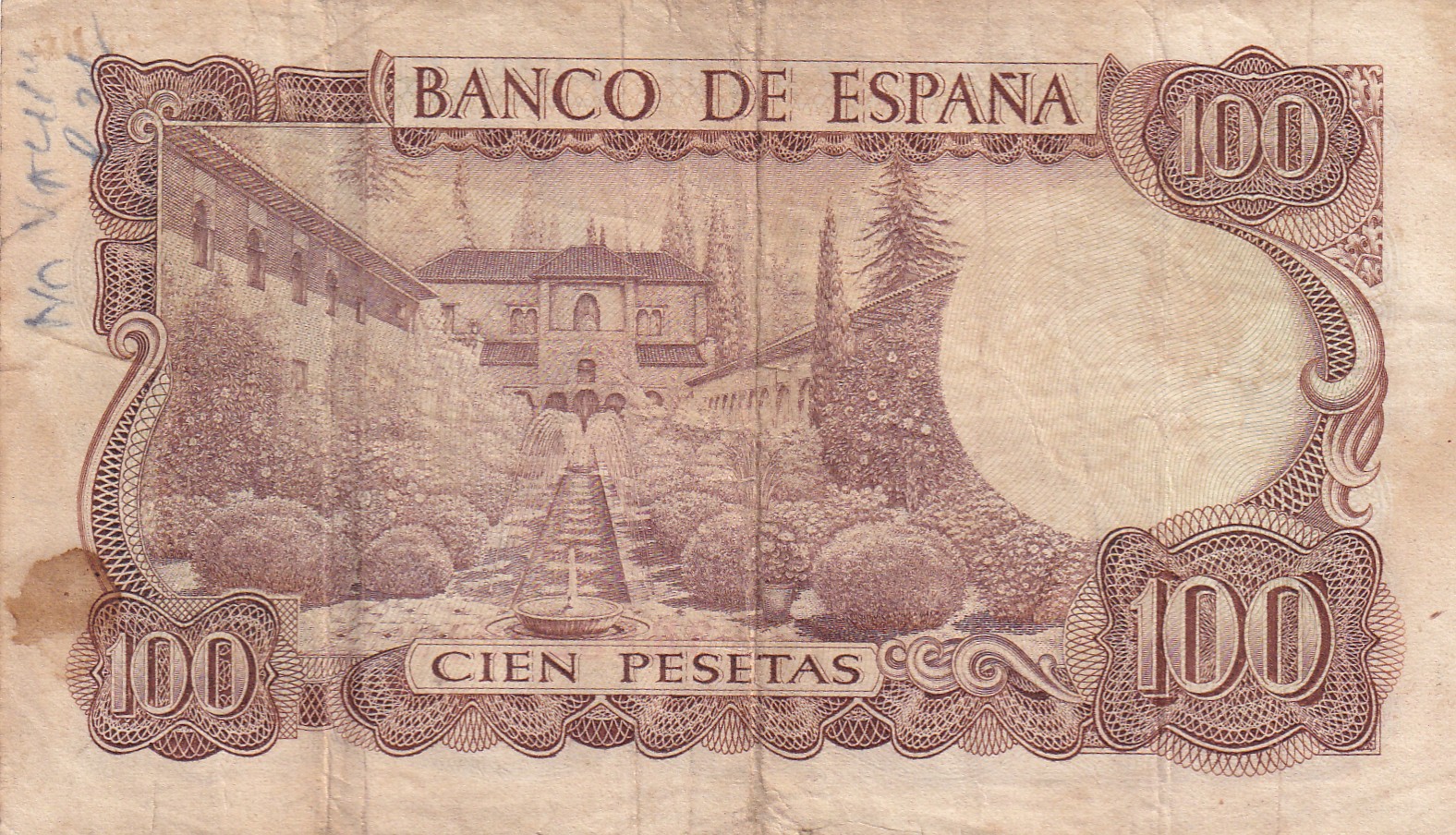 Spain 100 Pesetas Rare Bank Note#B-2