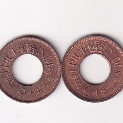 British - India Georgr VI 1 Pice Complete Date wise Set Rare UNC (4 Coin Set) # Z-2