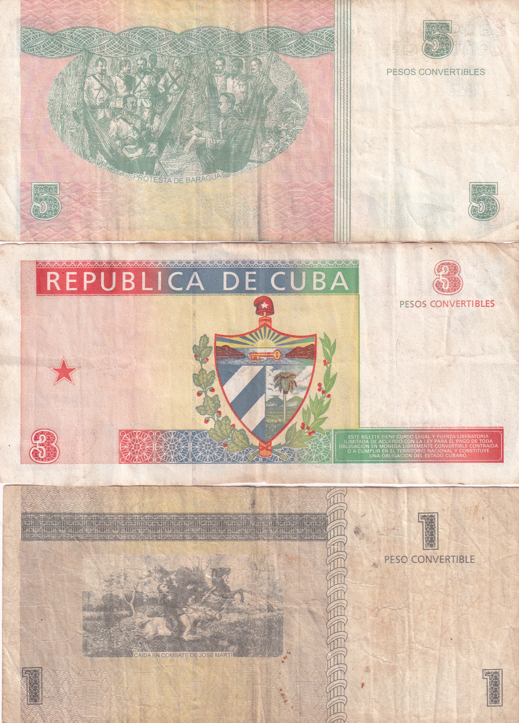 CUBA All Different Denomination Rare (3 Note Set)