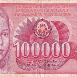 Yugoslavia 100000 Dinara Rare Note #B-2