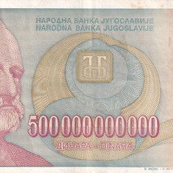 Yugoslavia 500000000000 Dinar Rare Note #B-2