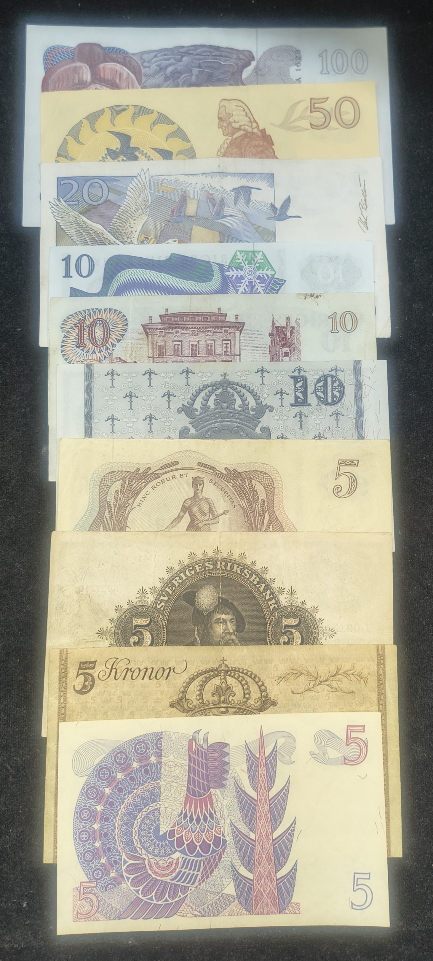 Sweden 10 Different Kronor Old Issue Rare (10 Note Set)