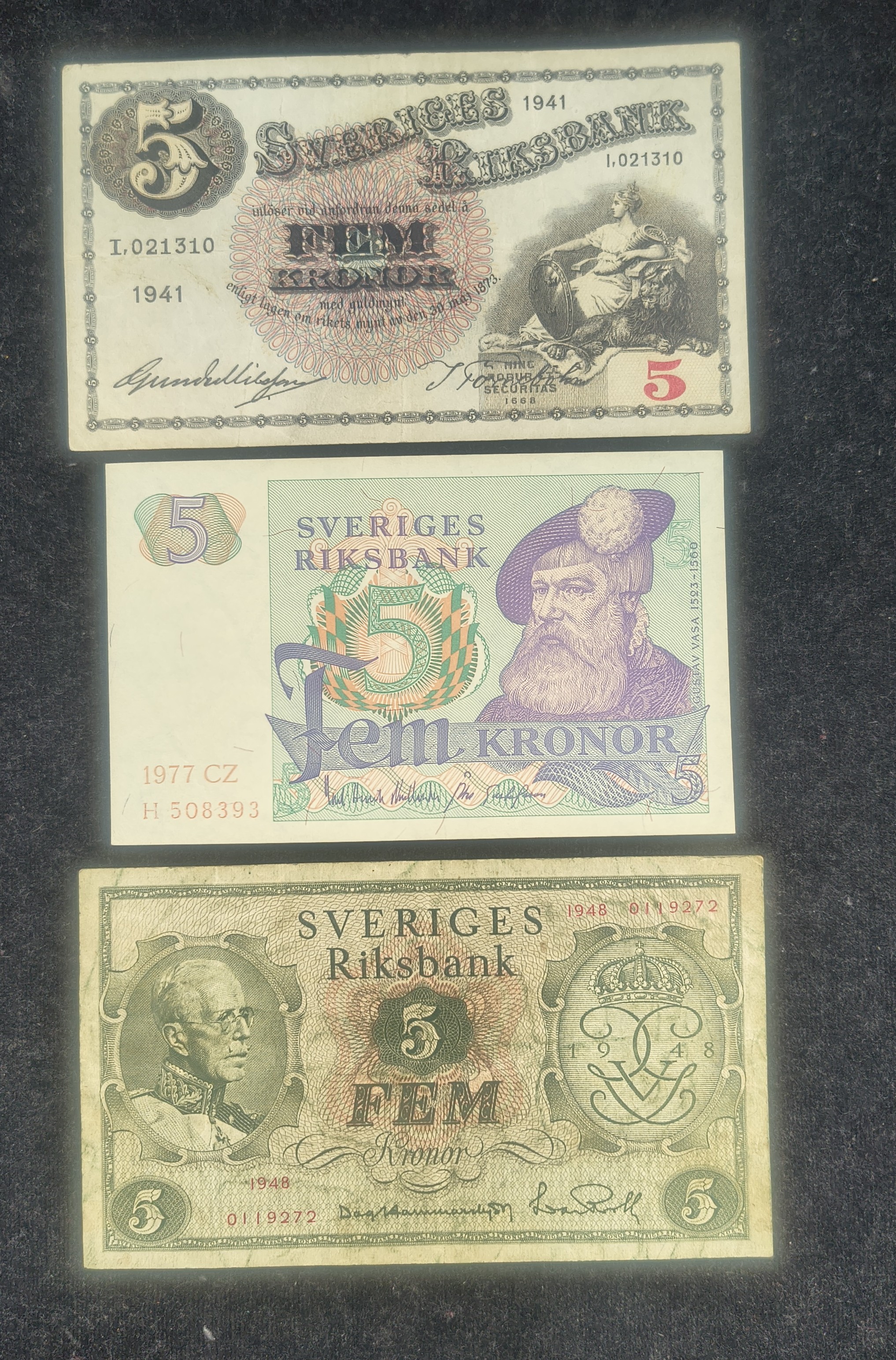 Sweden 10 Different Kronor Old Issue Rare (10 Note Set)