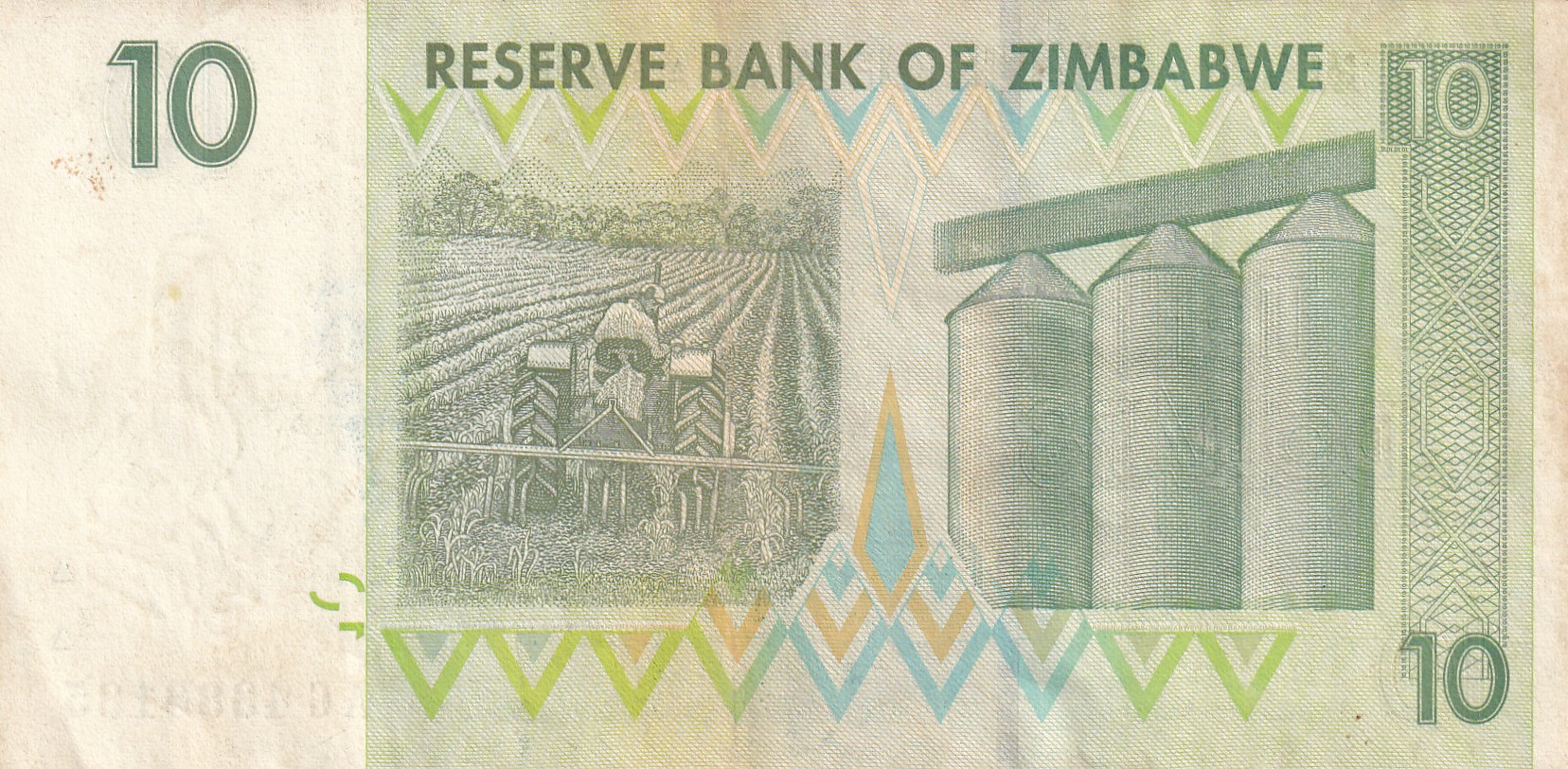 Zimbabwe 10 Dollar Rare Note