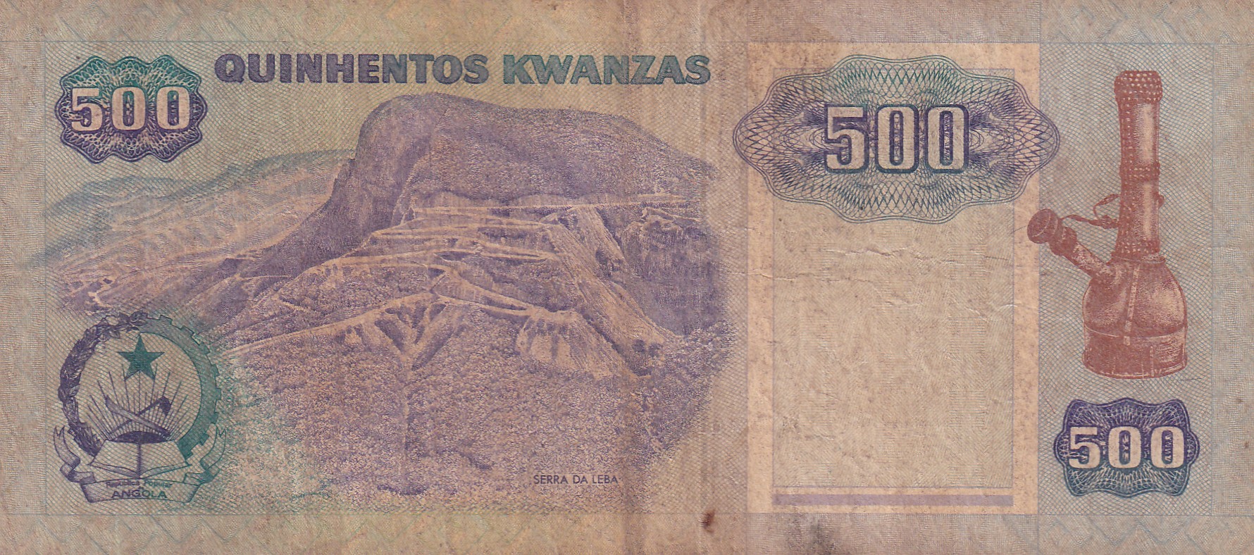 Angola 500 Kwanzas (1st reverse design) Rare Bank Note