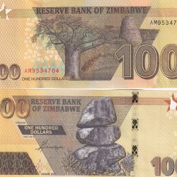 Zimbabwe 100 Dollar GEM UNC Rare Note