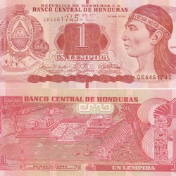 Honduras 1 Lempira (With vertical bar) GEM UNC Rare Note