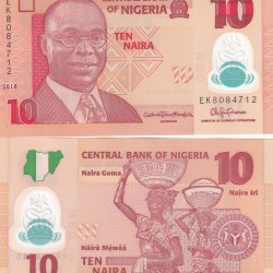 Nigeria 10 Naire GEM UNC Rare Polymar Note