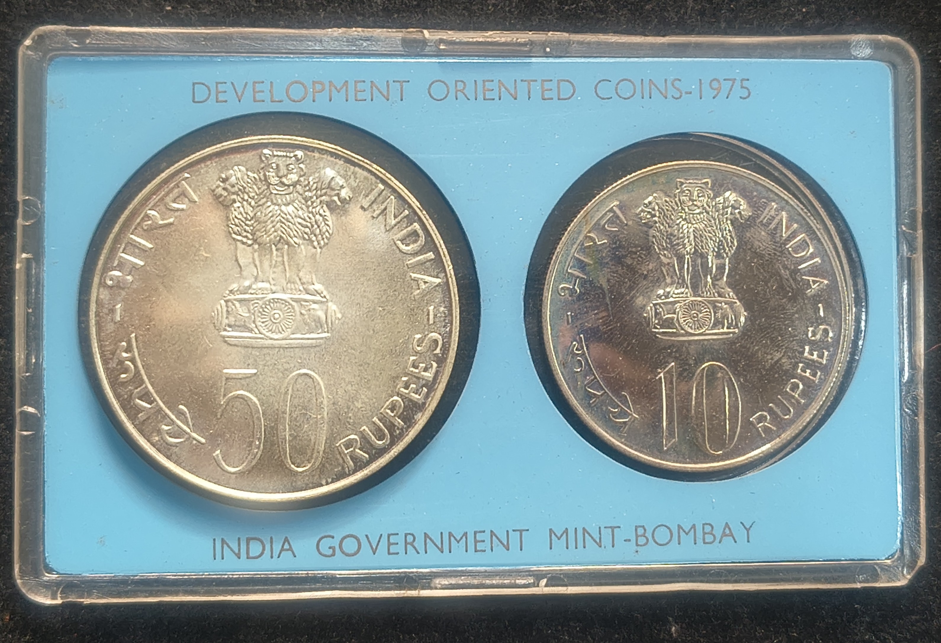 1975 Quality Development Peace ( 2 Coins Set) with box Bombay mint Rare set