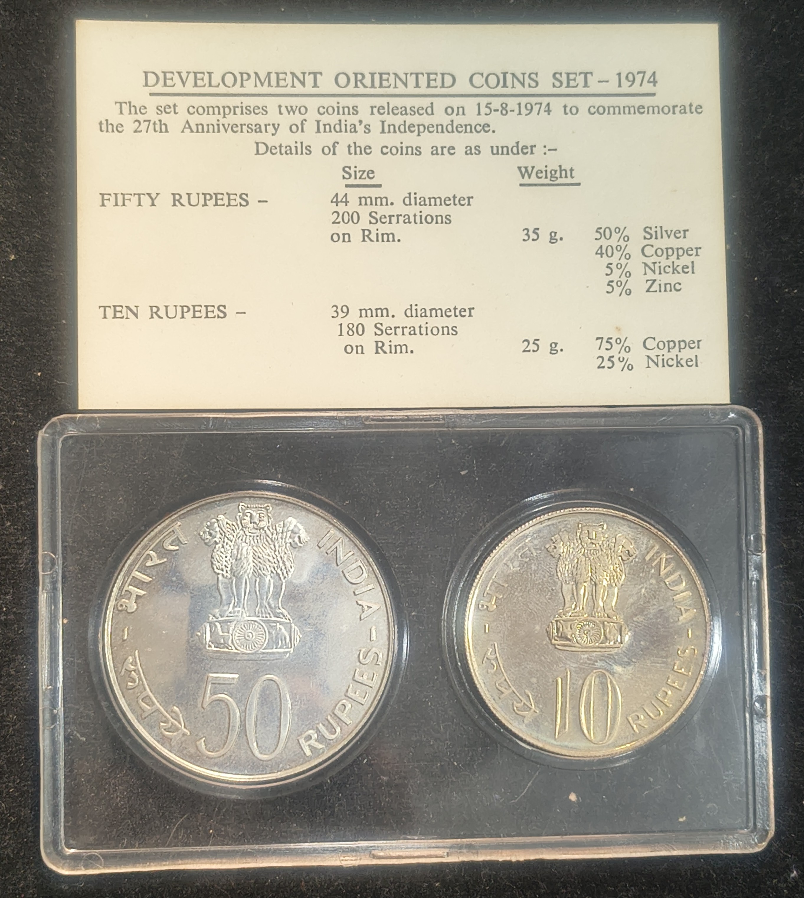 1974 Planned Families ; Food for all ( 2 Coins Set) Bombay mint Rare set