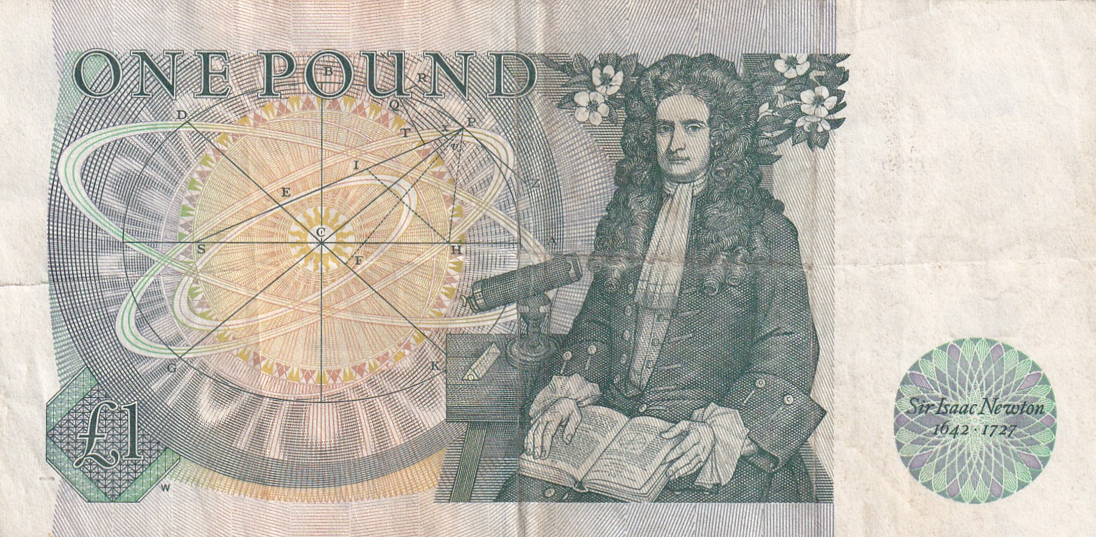United Kingdom (England) 1 Pound (Elizabeth II Sir Isaac Newton 1642-1727) Rare Note #B-2
